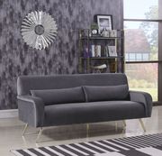 Gray velvet contemporary sofa w/ golden legs by Meridian additional picture 4