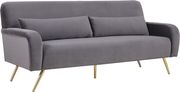 Gray velvet contemporary sofa w/ golden legs by Meridian additional picture 6