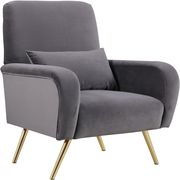 Gray velvet contemporary chair w/ golden legs by Meridian additional picture 2