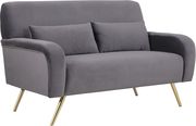 Gray velvet contemporary loveseat w/ golden legs by Meridian additional picture 3