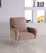 Pink velvet contemporary sofa w/ golden legs by Meridian additional picture 2
