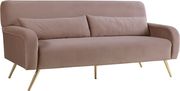 Pink velvet contemporary sofa w/ golden legs by Meridian additional picture 6