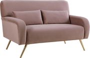 Pink velvet contemporary sofa w/ golden legs by Meridian additional picture 8