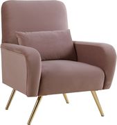 Pink velvet contemporary chair w/ golden legs by Meridian additional picture 3