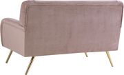 Pink velvet contemporary loveseat w/ golden legs by Meridian additional picture 2