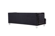 Contemporary style tufted black velvet fabric sofa by Meridian additional picture 3