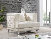 Contemporary style tufted cream velvet fabric sofa by Meridian additional picture 4