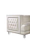 Contemporary style tufted cream velvet fabric chair by Meridian additional picture 2