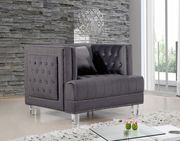 Contemporary style tufted gray velvet fabric sofa by Meridian additional picture 4