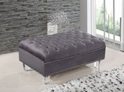 Contemporary style tufted gray velvet fabric sofa by Meridian additional picture 5