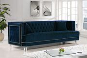 Contemporary style tufted navy velvet fabric sofa by Meridian additional picture 2