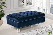 Contemporary style tufted navy velvet fabric sofa by Meridian additional picture 5