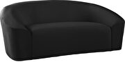 Rounded velvet design contemporary loveseat additional photo 2 of 5
