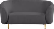 Gray velvet fabric contemporary design sofa by Meridian additional picture 3