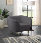 Gray velvet fabric contemporary design sofa by Meridian additional picture 10