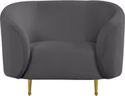 Gray velvet fabric contemporary design chair by Meridian additional picture 3