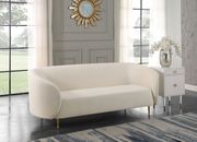 Cream velvet fabric contemporary design sofa by Meridian additional picture 11
