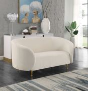 Cream velvet fabric contemporary design sofa by Meridian additional picture 9