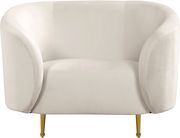Cream velvet fabric contemporary design chair by Meridian additional picture 3
