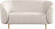 Cream velvet fabric contemporary design loveseat by Meridian additional picture 3