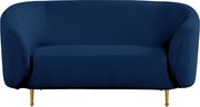 Navy velvet fabric contemporary design sofa by Meridian additional picture 3