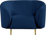 Navy velvet fabric contemporary design sofa by Meridian additional picture 4