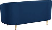 Navy velvet fabric contemporary design sofa by Meridian additional picture 6