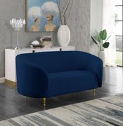Navy velvet fabric contemporary design sofa by Meridian additional picture 7