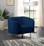 Navy velvet fabric contemporary design sofa by Meridian additional picture 8