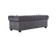 Modern gray fabric tufted back sofa w/ rolled arms by Meridian additional picture 3