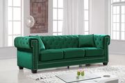 Modern green fabric tufted back sofa w/ rolled arms by Meridian additional picture 2
