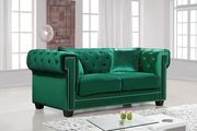 Modern green fabric tufted back sofa w/ rolled arms by Meridian additional picture 4