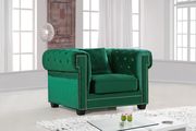 Modern green fabric tufted back sofa w/ rolled arms by Meridian additional picture 5