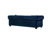 Modern navy fabric tufted back sofa w/ rolled arms by Meridian additional picture 3