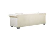 Cream velvet fabric tufted modern styled sofa by Meridian additional picture 3
