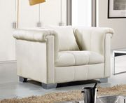 Cream velvet fabric tufted modern styled sofa by Meridian additional picture 5