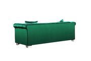 Green velvet fabric tufted modern styled sofa by Meridian additional picture 3