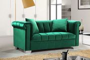 Green velvet fabric tufted modern styled sofa by Meridian additional picture 4