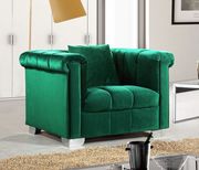 Green velvet fabric tufted modern styled sofa by Meridian additional picture 5