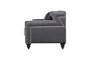 Tufted designer gray fabric sofa w/ nailhead trim by Meridian additional picture 4