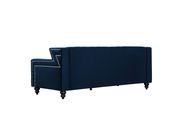 Tufted designer navy fabric sofa w/ nailhead trim by Meridian additional picture 3