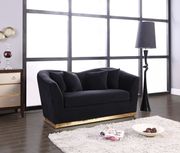 Black velvet fabric glamour style loveseat by Meridian additional picture 2