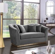 Gray velvet fabric glamour style loveseat by Meridian additional picture 2