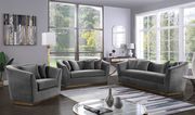 Gray velvet fabric glamour style loveseat by Meridian additional picture 3