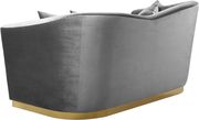 Gray velvet fabric glamour style loveseat by Meridian additional picture 4