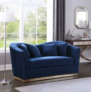 Navy velvet fabric glamour style loveseat by Meridian additional picture 2