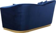 Navy velvet fabric glamour style loveseat by Meridian additional picture 3