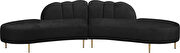 2pcs shell shape black velvet sectional sofa by Meridian additional picture 2