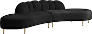 2pcs shell shape black velvet sectional sofa by Meridian additional picture 4