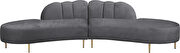 2pcs shell shape gray velvet sectional sofa by Meridian additional picture 2
